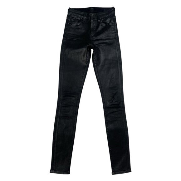 Citizens of Humanity Rocket Slick High Rise Skinny Jeans Sz 24 Black Leatherette - Picture 4 of 11